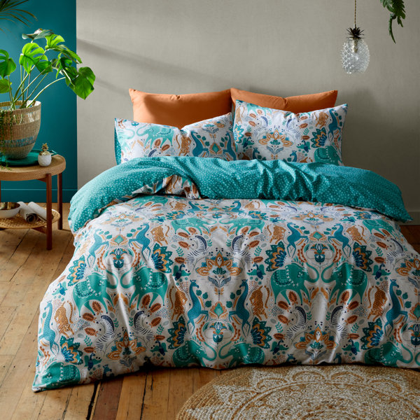Pineapple Elephant Carnival Animals Cotton Duvet Cover Set & Reviews